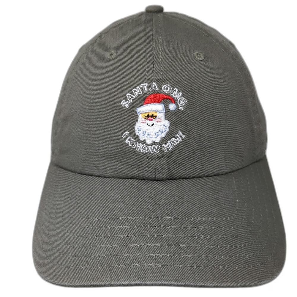 Elf Gray One Size Baseball Cap Santa OMG I Know Him Hat Slideback Embroidery